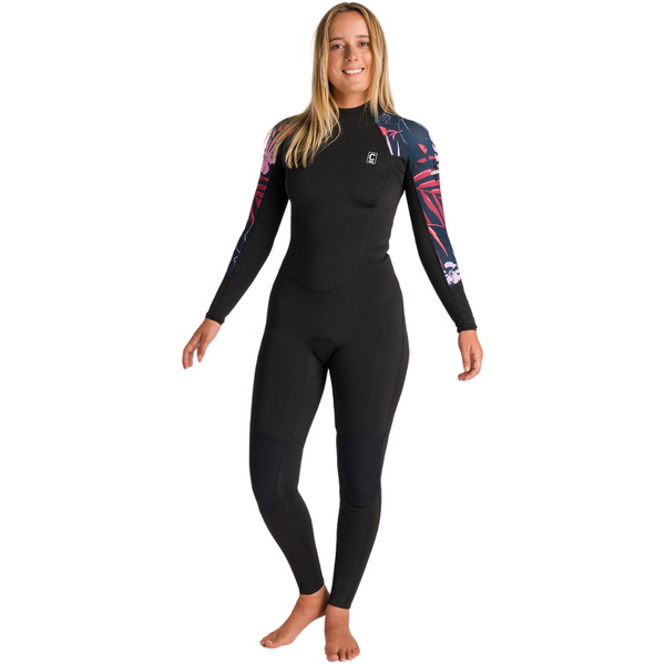 2026 C-Skins Womens NuWave Solace Lite 3/2mm Back Zip Wetsuit C-NSOL32STW - Black / Tropical